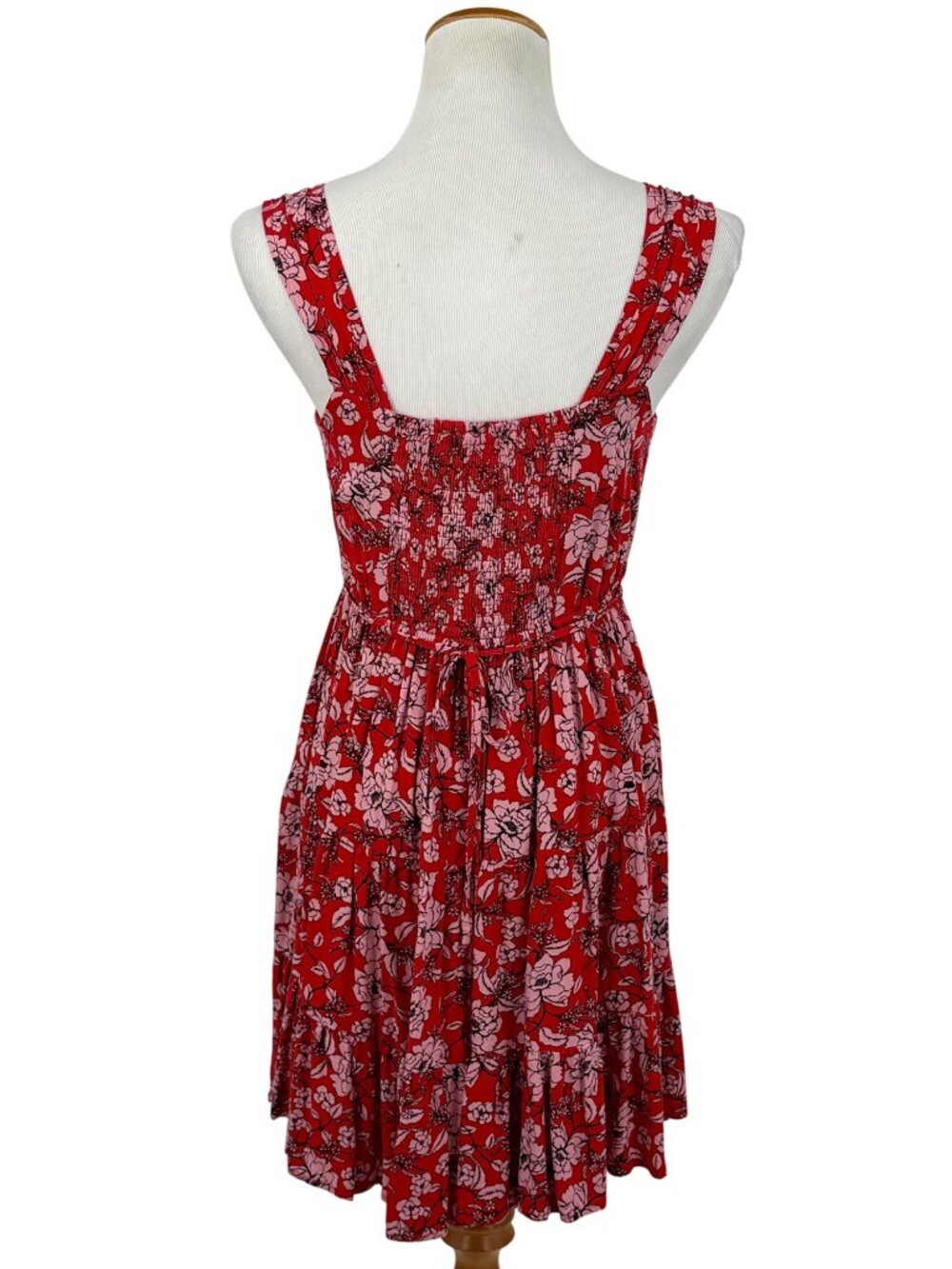 Band Of Gypsies Red Floral Sleeveless Tiered Dress M | Coquette Grunge Fairy Y2K - Picture 8 of 16